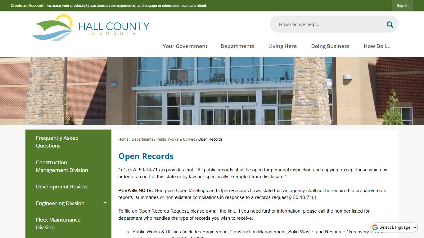 Open Records | Hall County, GA - Official Website